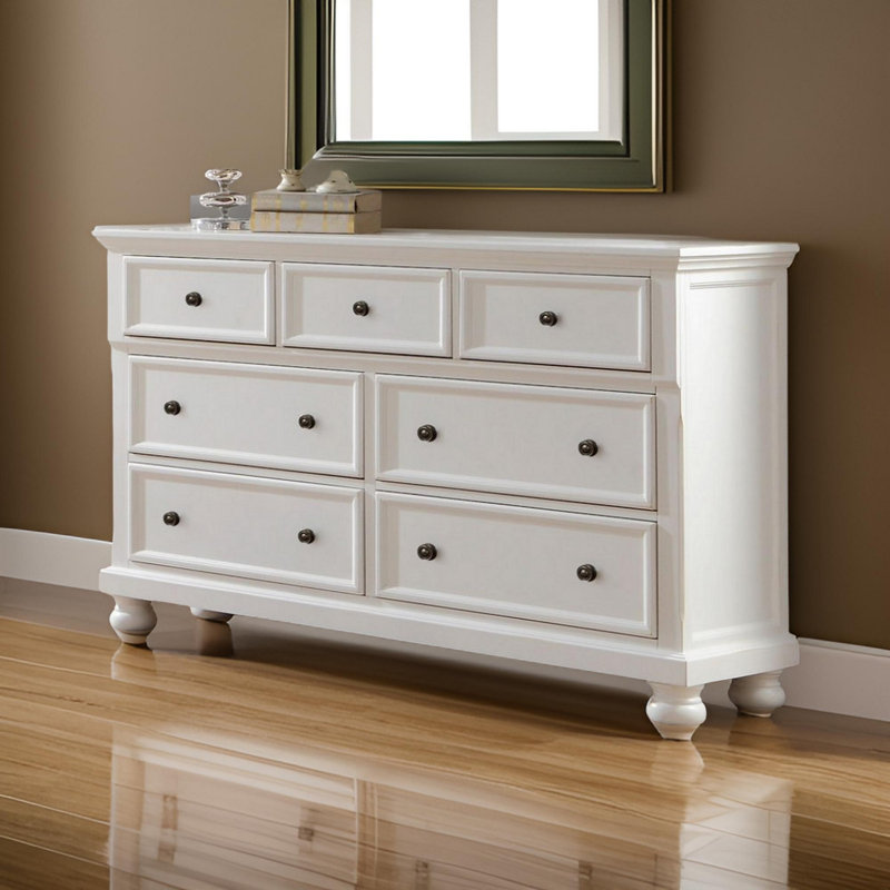 Commode 7 tiroirs Dianna, Blanc