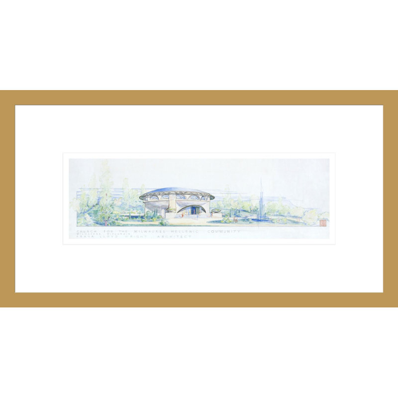 «Annclos Greek Orthodox Church Wauwatosa WI» par Frank Lloyd Wright - reproduction d'art encadrée, H 13,47 po x l 16,75 po