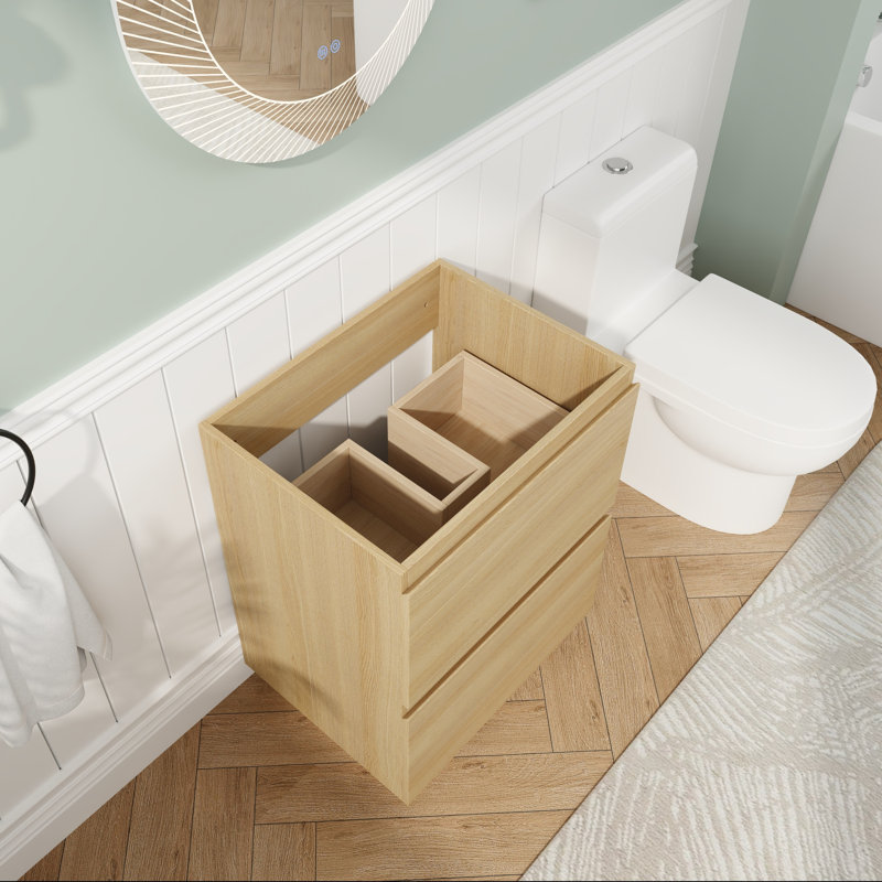 24" Double Drawer Bathroom Vanity Base, Beige