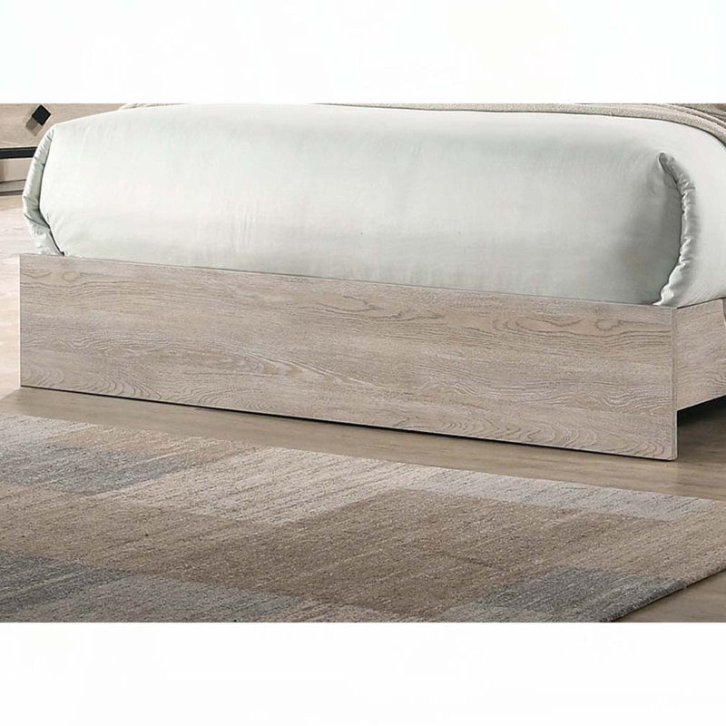 Lit tapissier à structure en bois d'hévéa, Crème/gris
