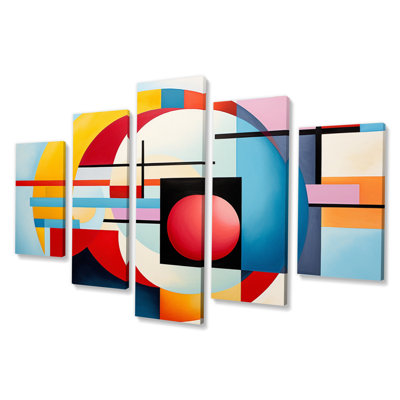Élégance colorée du suprématisme II - Décoration murale abstraite - 5 panneaux