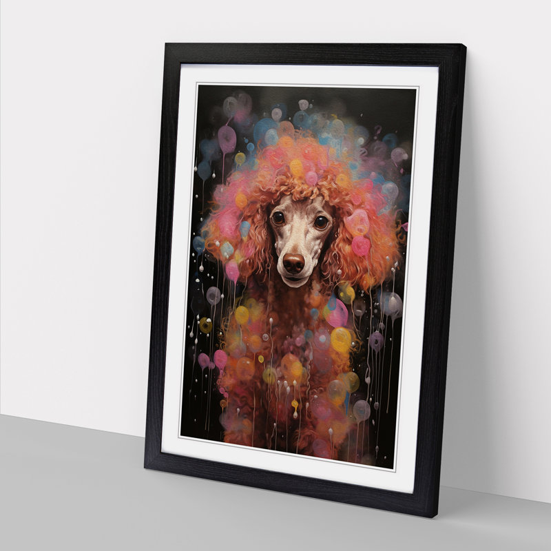Poodle Contemporary - Single Picture Frame Print on Wood, Black, 64cm H x 46cm W x 2cm D