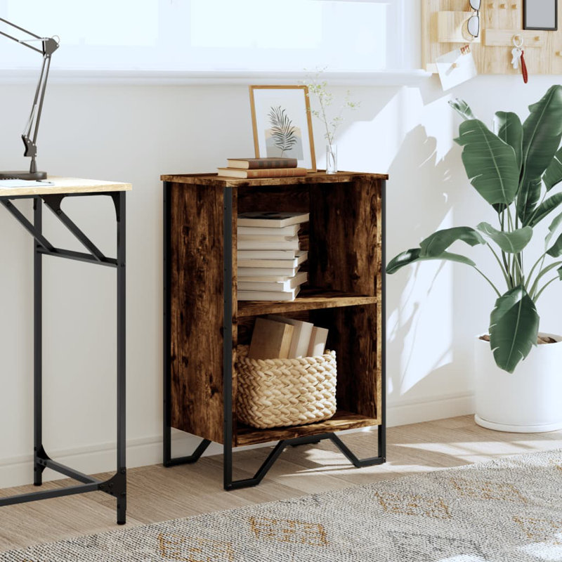 Samiria Bookcase, (2 Shelves) 74.5cm H x 50cm W x 31cm D, Smoked Oak