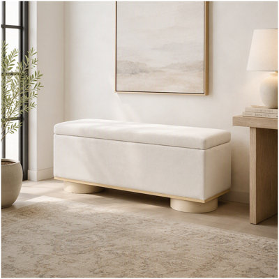 Faux Fur Upholstered Bench with Flip Top