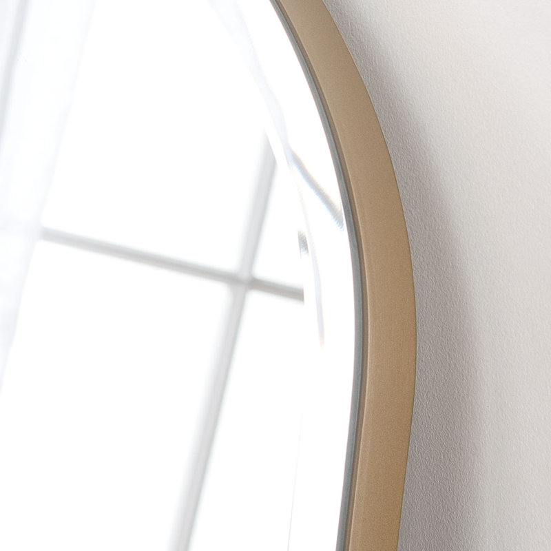 Isaian Wood Flat Mirror, Matt Gold