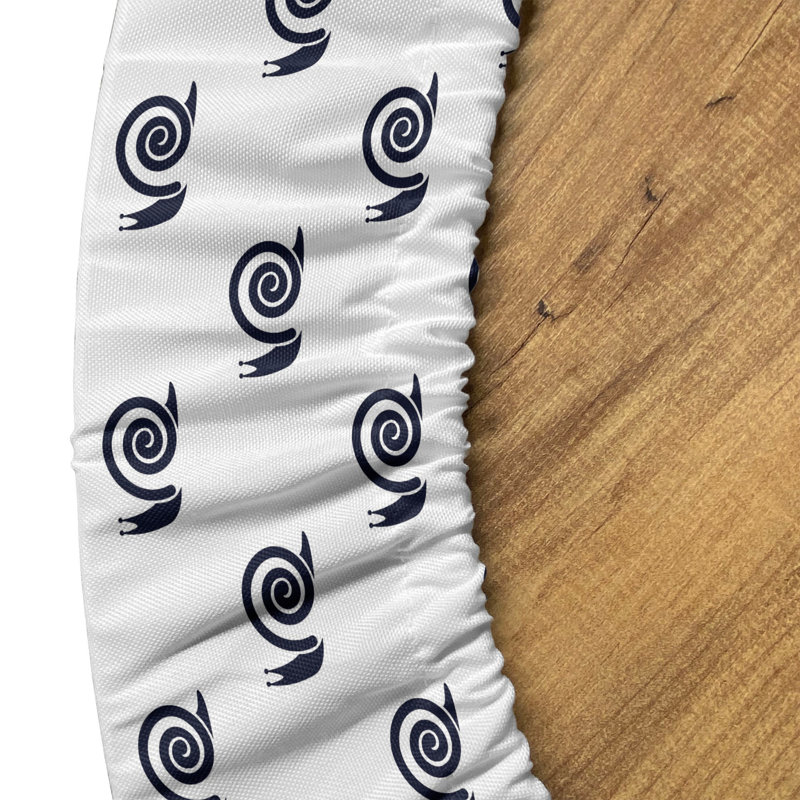 Ebern Designs Snail Fitted Round Tablecloth White Charcoal Grey