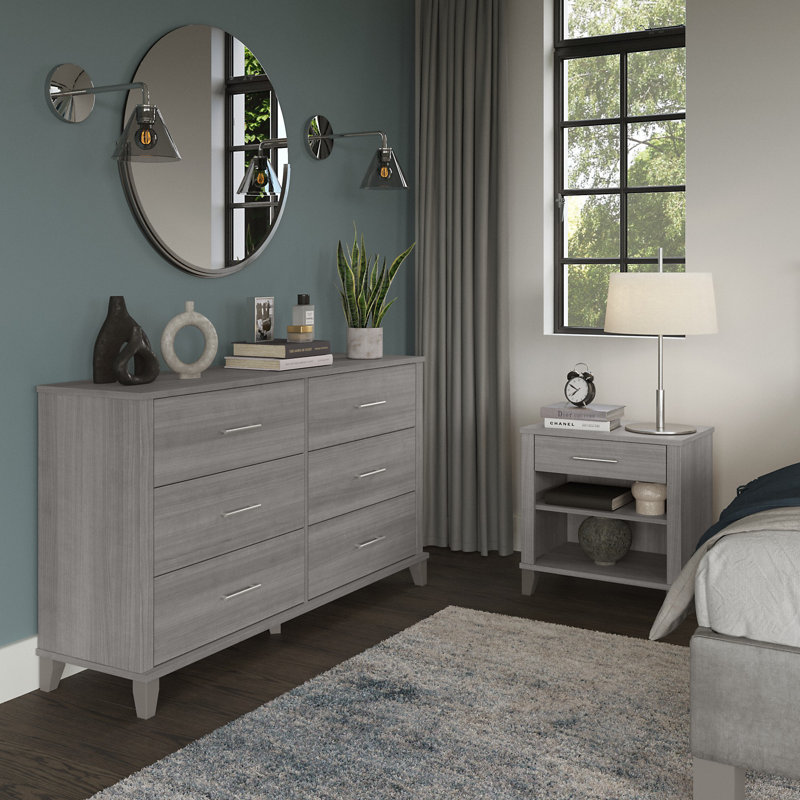 Ensemble de commode 2 pièces Giovanna, Gris platine