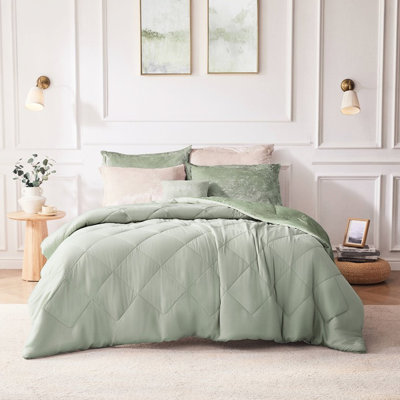 Housse de couette en velours 4 pièces très grand / très grand avec attaches intérieures matelassées et chaleureuses