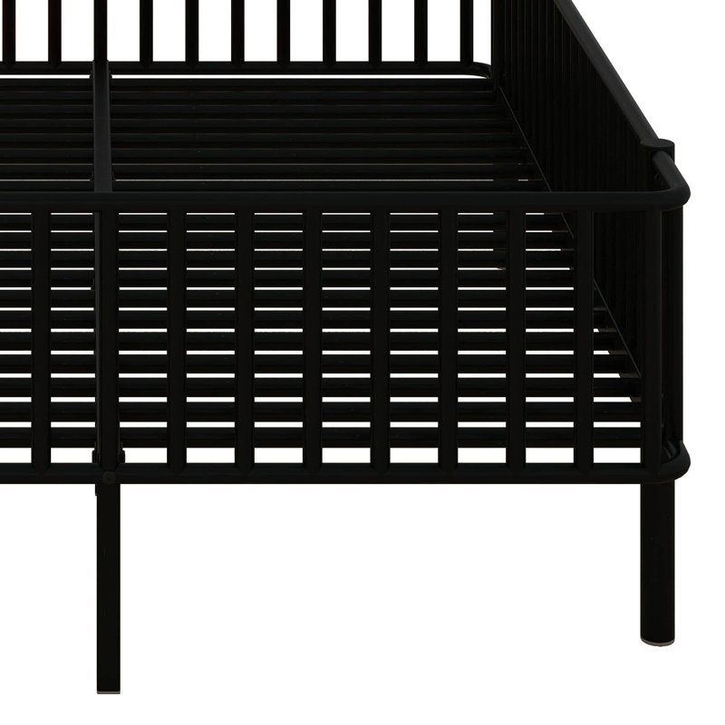 Canapé robuste en métal avec support en lattes d'acier, Black, Full