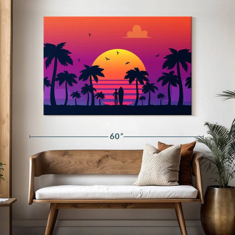 Coucher de soleil au néon Gillard, H 34 po x l 51 po