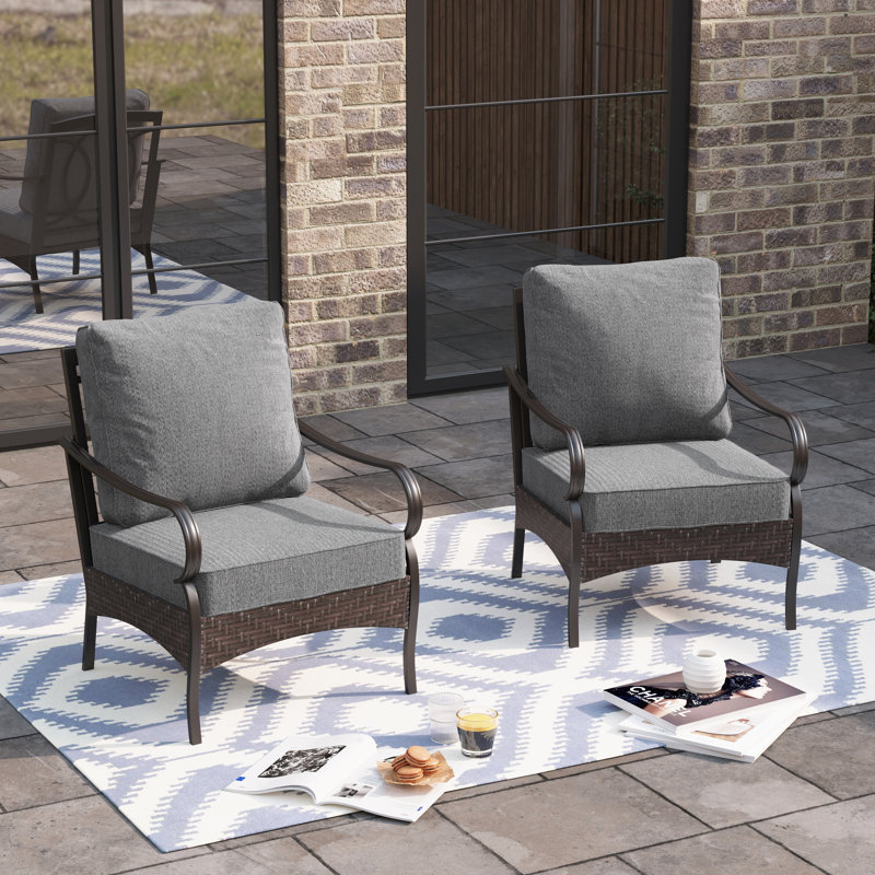 Chaises longues de patio avec coussins (ensemble de 2), Gris