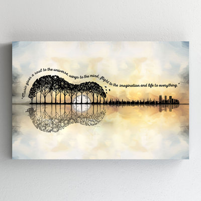Forest Guitar - Music Gives A Soul, Wings And Life Forest Guitar - Wrapped Canvas Textual Art