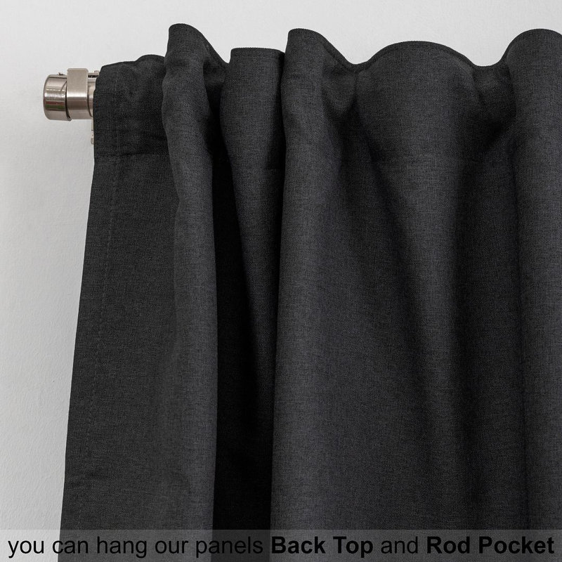 LAXTON Room Darkening Extra Long & Extra Wide Decorative Curtain, 52" W x 72" L, Black