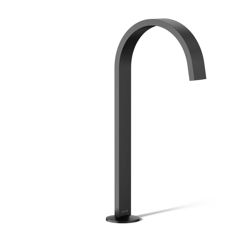 Components Bathroom Sink Spout With Ribbon Design, Matte Black