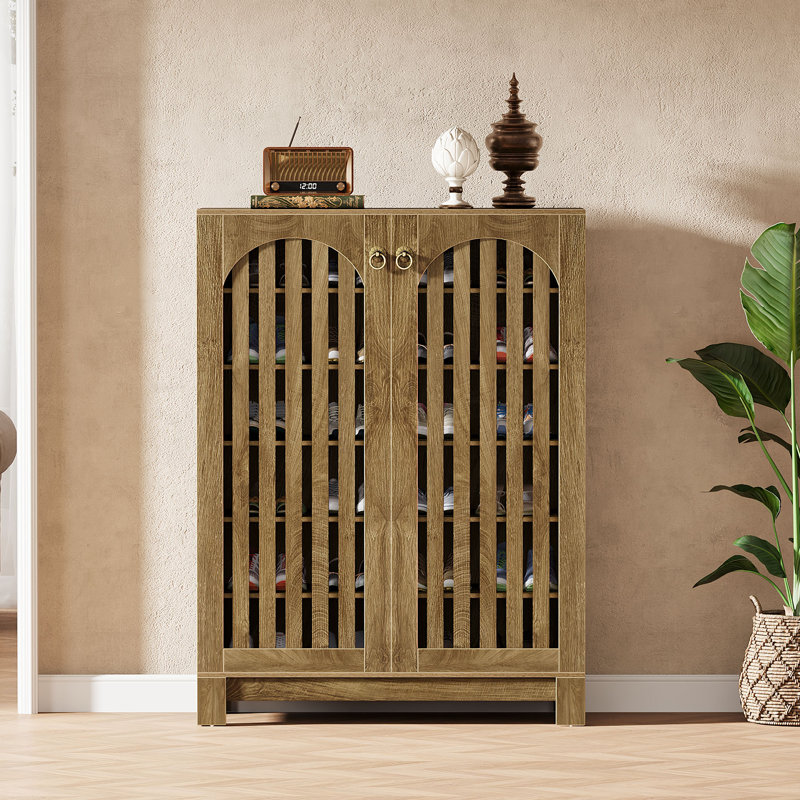30 Pair Shoe Storage Cabinet, Oak