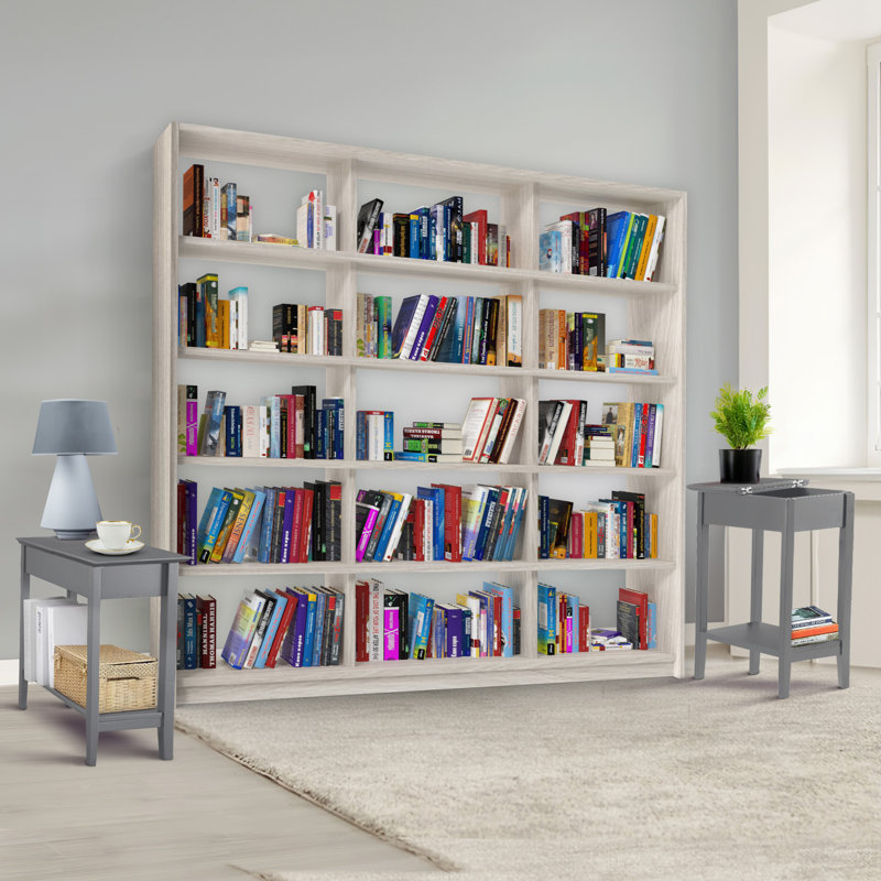 Table de bout de rangement Thasnim avec compartiment rabattable et tablette ouverte, table d'appoint étroite pour petits espaces, table de chevet moderne pour chambre à coucher, salon, vestibule - Organisateur compact