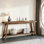 Console de style campagnard 70,9 po, canapé d'entrée très long à 2 niveaux avec tablettes de rangement, table de couloir rustique