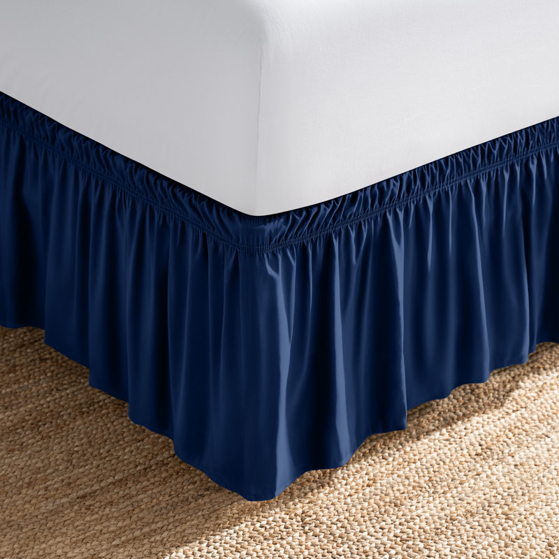 Ruffled Wrap Around Bed Skirt, Full / Double, Dark Blue