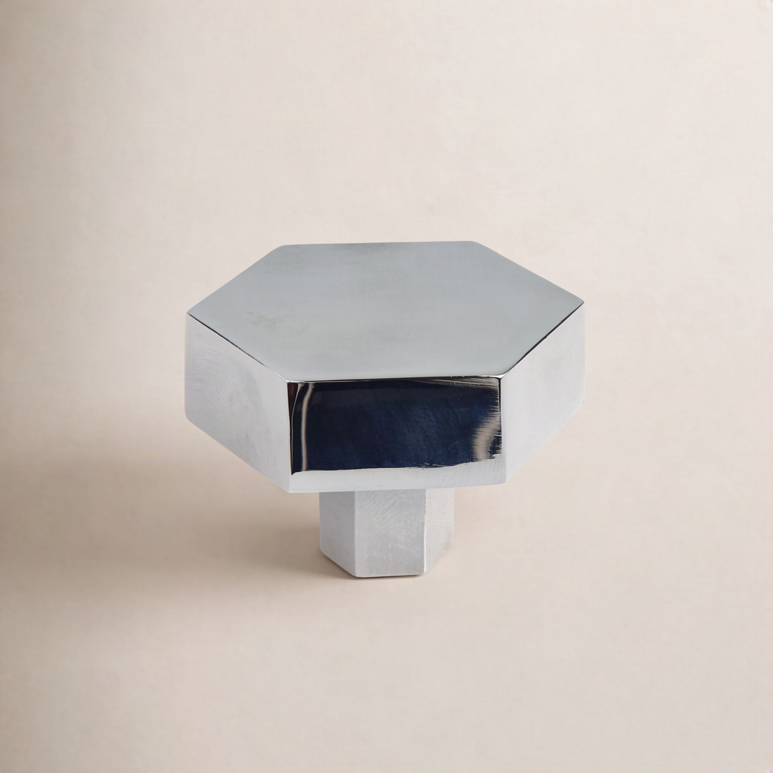 Metal Geometric Cabinet Knob, Polished Chrome