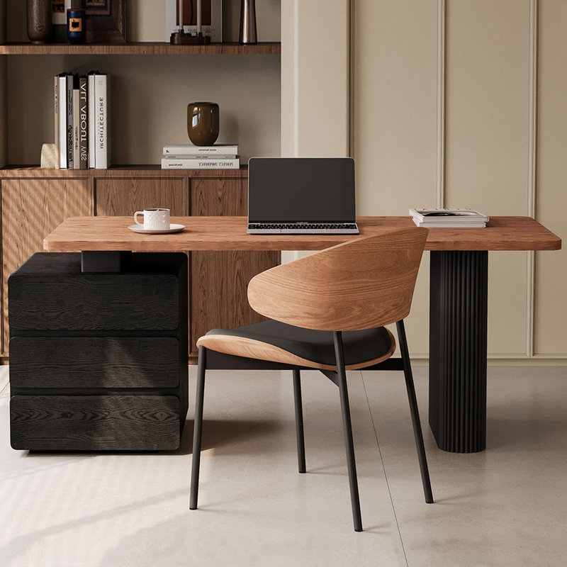 Bureaux rectangulaires en bois manufacturé brun et noir, Retour à gauche, H 29,53 po x l 55,12 po x P 23,62 po