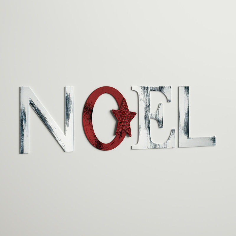 Christmas Phrases Decorative Accent, White/Red