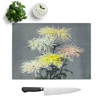 Tempered Glass Chrysanthemums by Ogawa Kazumasa Chopping Board