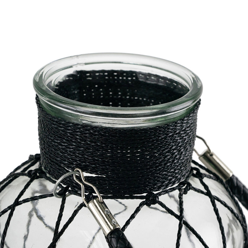 Clear/Black Glass Table Vase, 15" H x 8.7" W x 8.7" D