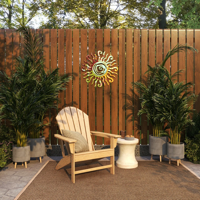 Metal Indoor Outdoor Sun Multi Colored Wall Decor with Abstract Patterns