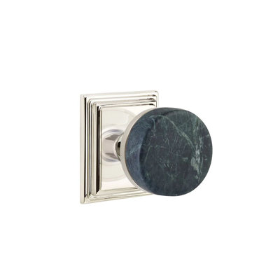 Emtek Select Passage Interior Mortise w/ Wilshire Rosette & Conical Stem, Green Marble Knob (LH)