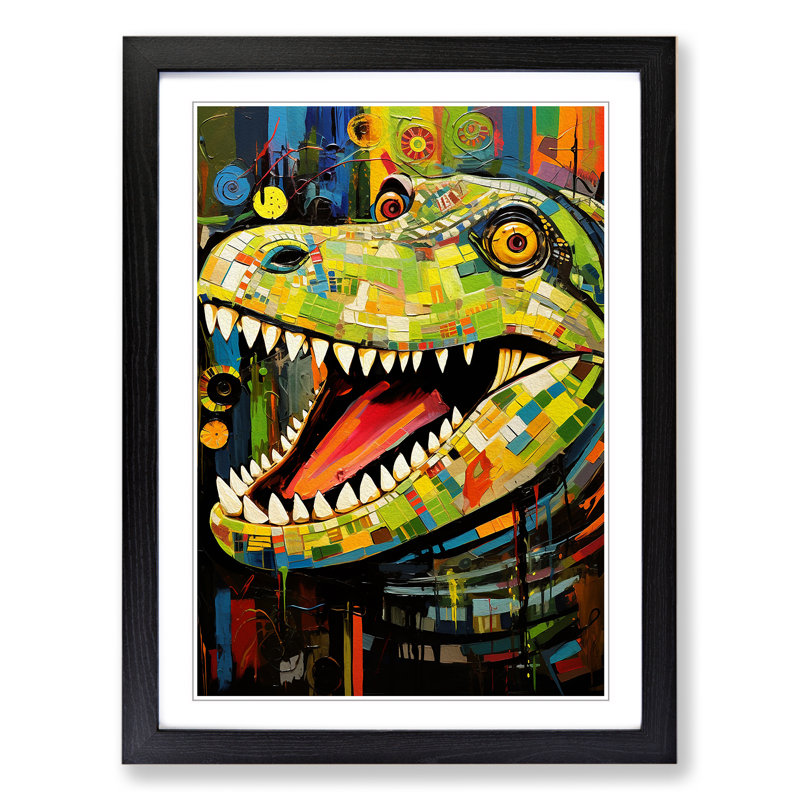 Crocodile Constructivism Art - Framed Print, Black Framed, 34cm H x 25cm W