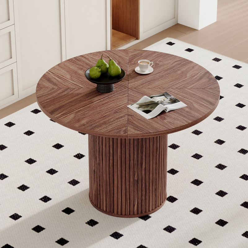 42" Modern Round Dining Table With Pedestal Base, Coffee