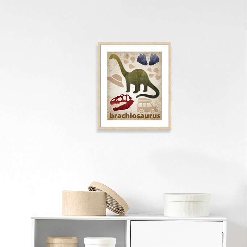 Adhésif décoratif dinosaures-03 ', H 25,5 po x l 21,5 po x P 1,1875 po, Encadré de boîte beige