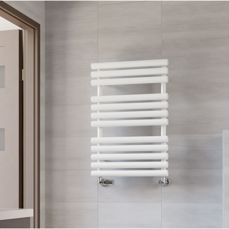 Rolo Towel Heated Towel Rail, White, 755cm H x 520cm W x 123cm D