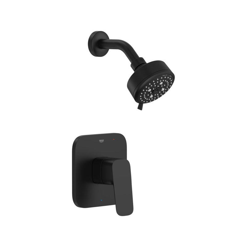 Cubeo Pressure Balance Valve Shower Trim Kit, MATTE BLACK