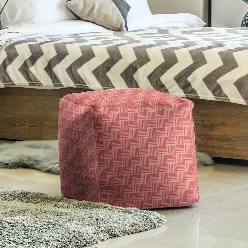 Repose-pieds cubique à rayures classic basketweave, Rouge