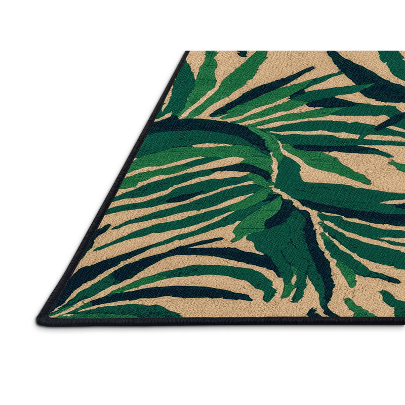  Washable Royal Palm Hawaiian Area Rug, Rond 5 pi