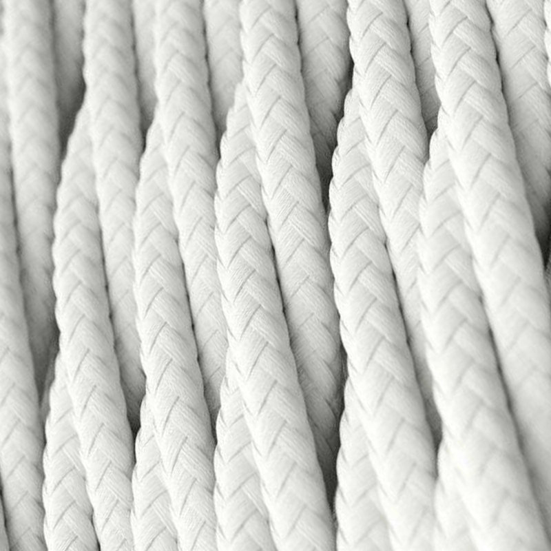 Arquan 2 Core Twisted Cable Fabric Flex Cord 0.75mm Braided Flexible Electrical UK Lighting Wire Cord / Cable, White