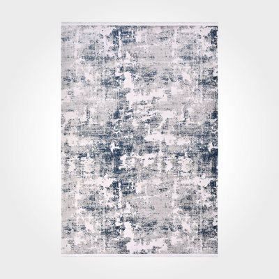 Modern/Abstract Blue Machine Washable Non-Slip Area Rug