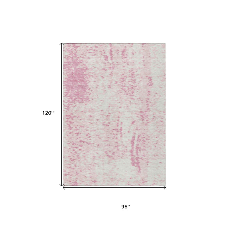 Tapis intérieur lavable abstrait 8 pi x 10 pi rose et ivoire
