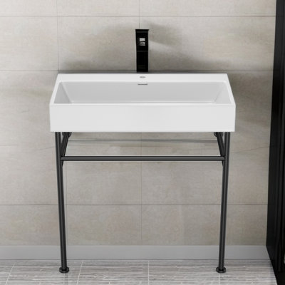 Lavabo de salle de bain console rectangulaire de 29,7 po APRESSHUI