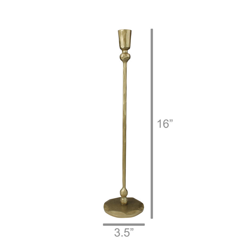 Metal Tabletop Candlestick, 16" H x 3.5" W x 3.5" D