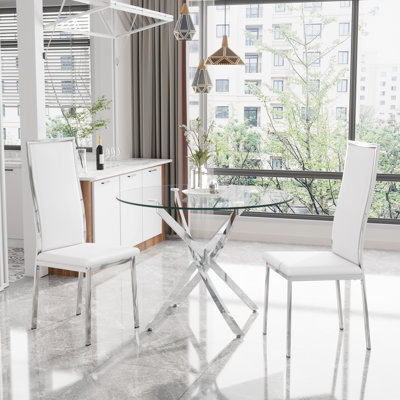 3-Piece Round Pedestal Dining Set