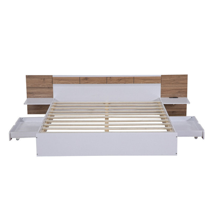 Queen 2 Drawer Panel Bed with Shelves by Latitude Run®, White