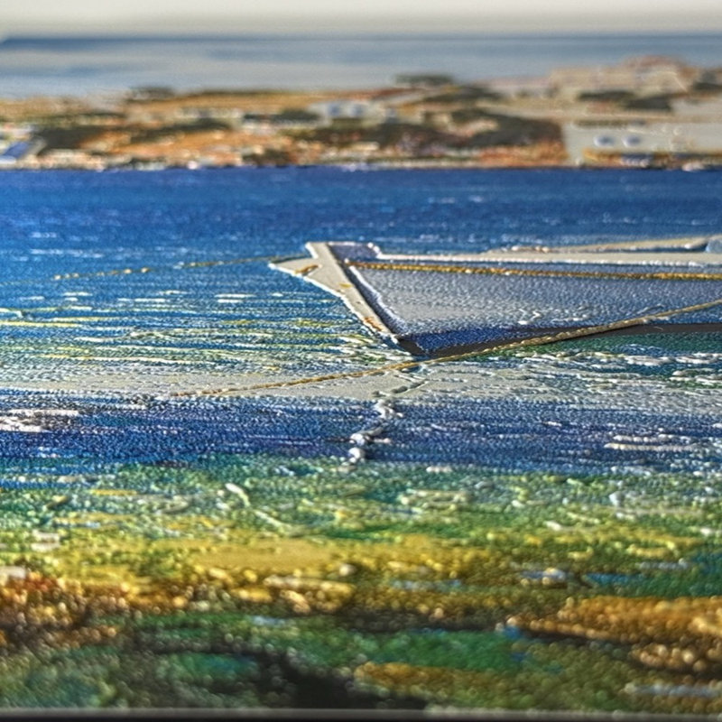 Cron Boat On The Beach By Art Studio | 58x58 Cm Frameless Panel Lightweight Ready To Hang - No Frame Print Set on Metal