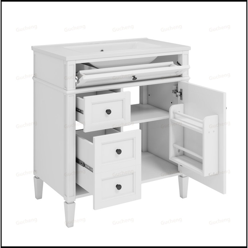 Meuble-lavabo à poignée en métal 30 po avec lavabo supérieur