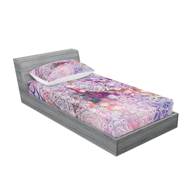 Microfiber Paisley Sheet Set, Twin XL Sheet Set with Fitted Sheet