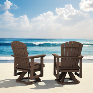 Plastic HDPE Resin Rocking Glider Chair Adirondack Swivel Outdoor Rocking Chair In Brown(Set Of 2)