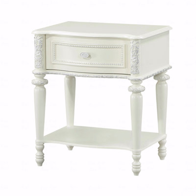 Ivory Finish Nightstand  W/1 Drawer