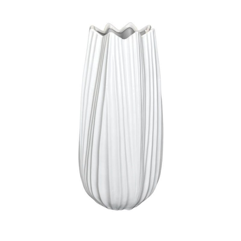 Jasier Ceramic Table Vase, White, Large