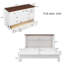 Commode pour lit escamotable en pin massif avec station de charge et grand tiroir de rangement pour bureau à domicile ou petite pièce, blanc et noyer-1220963374